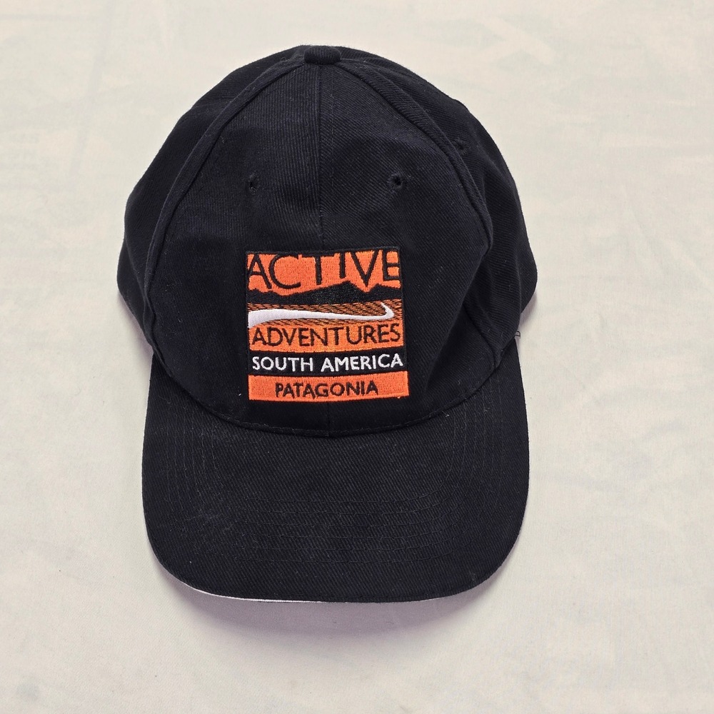 Patagonia Hat Active Adventures South America Black Baseball Cap Strapback Hat